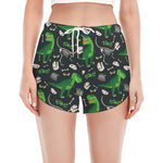 T-Rex And Dino Fossil Pattern Print Women's Split Running Shorts