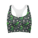 T-Rex And Dino Fossil Pattern Print Women's Sports Bra