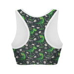 T-Rex And Dino Fossil Pattern Print Women's Sports Bra