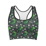 T-Rex And Dino Fossil Pattern Print Women's Sports Bra