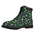 T-Rex And Dino Fossil Pattern Print Padded Collar Lace Up Boots