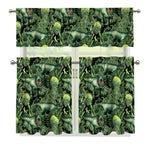 T-Rex Dinosaur And Jurassic Plants Print 3 Piece Kitchen Curtains