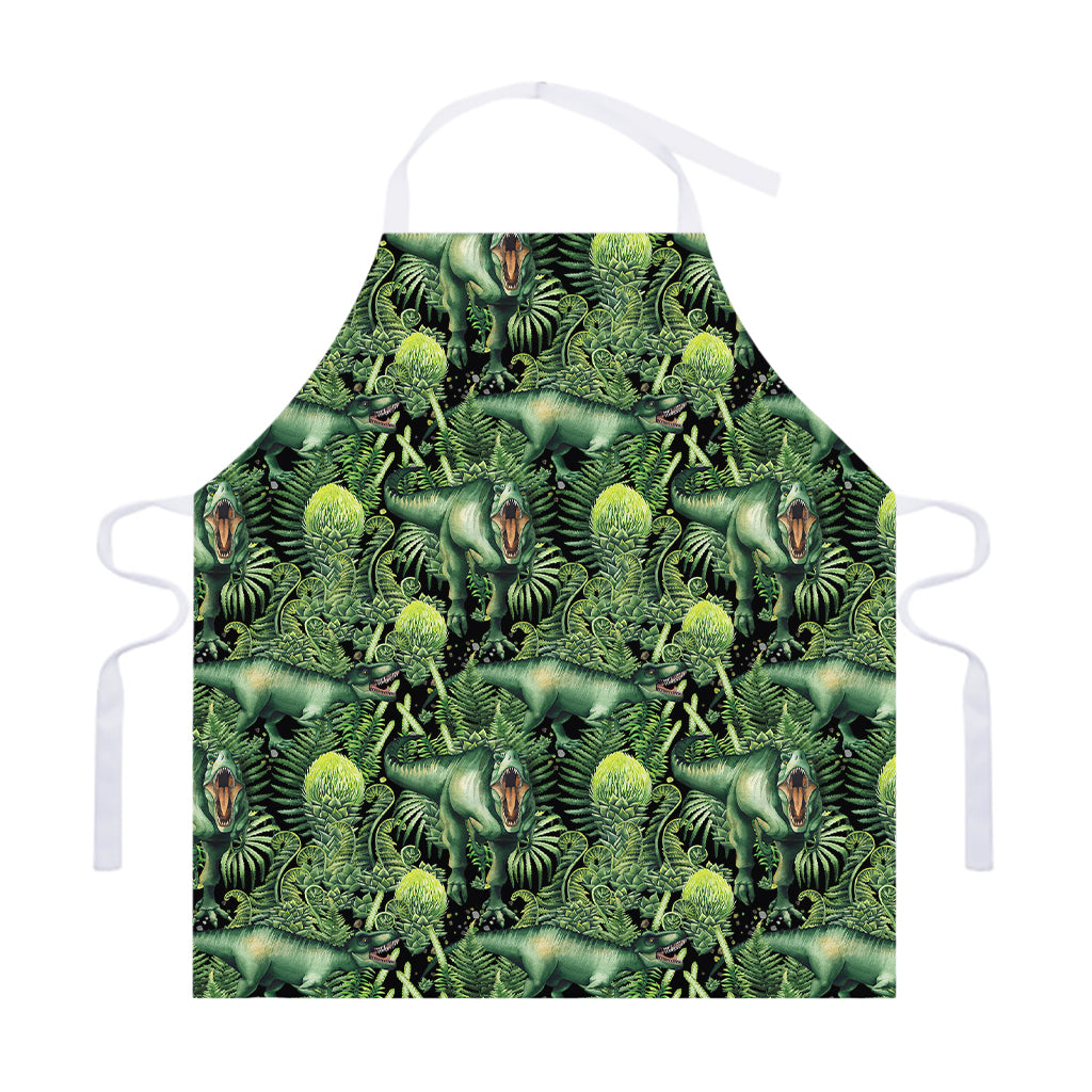 T-Rex Dinosaur And Jurassic Plants Print Adjustable Apron