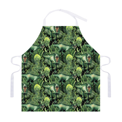 T-Rex Dinosaur And Jurassic Plants Print Adjustable Apron