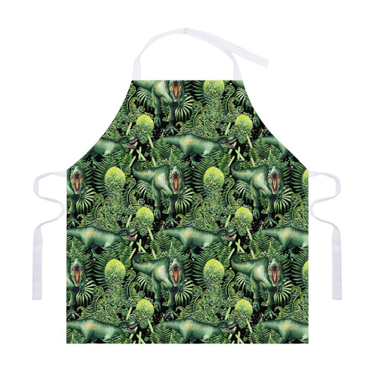 T-Rex Dinosaur And Jurassic Plants Print Adjustable Apron
