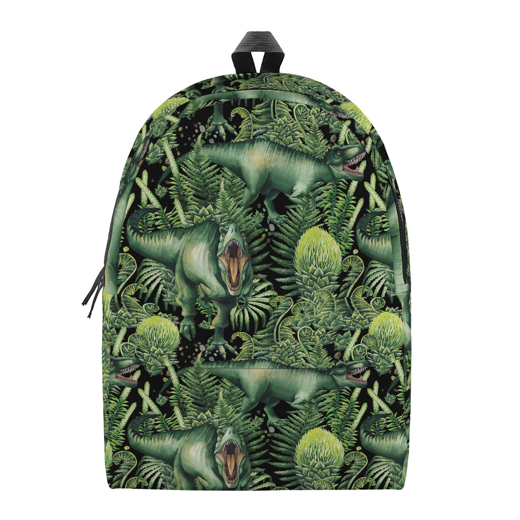 T-Rex Dinosaur And Jurassic Plants Print Backpack