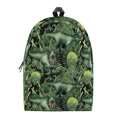 T-Rex Dinosaur And Jurassic Plants Print Backpack