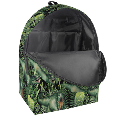 T-Rex Dinosaur And Jurassic Plants Print Backpack