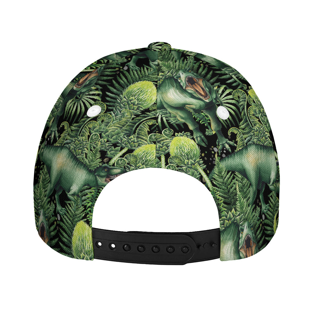 T-Rex Dinosaur And Jurassic Plants Print Baseball Cap