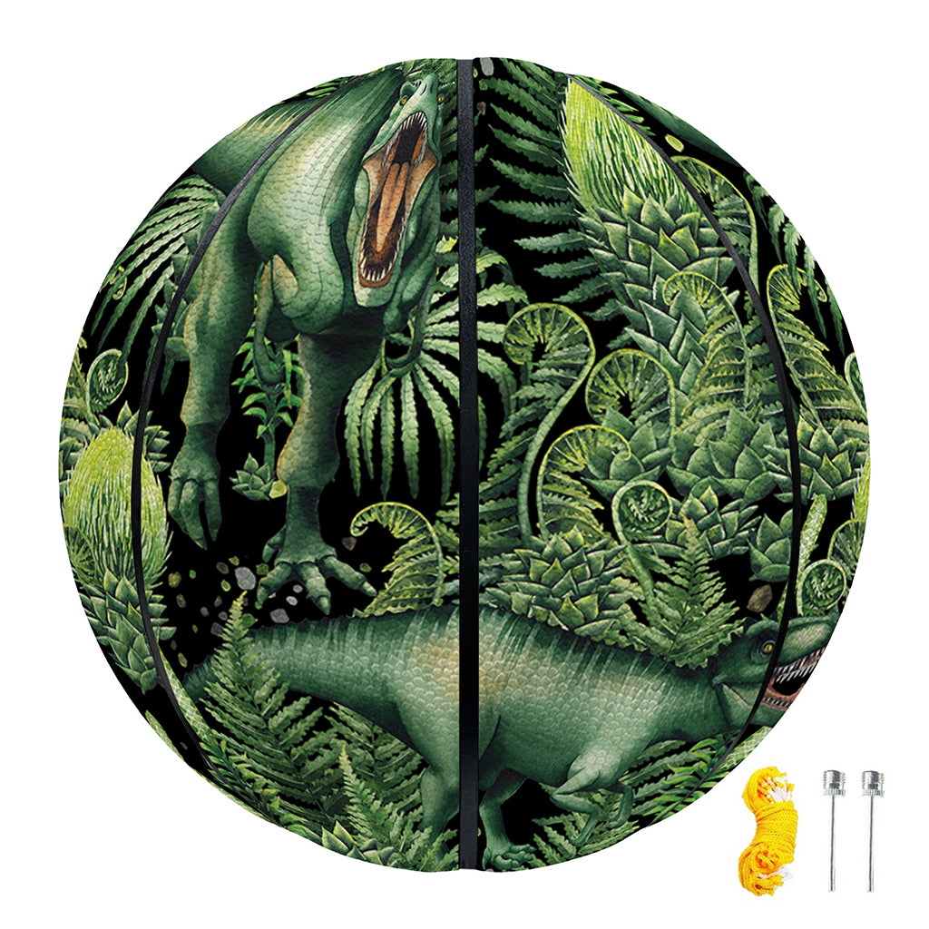 T-Rex Dinosaur And Jurassic Plants Print Basketball