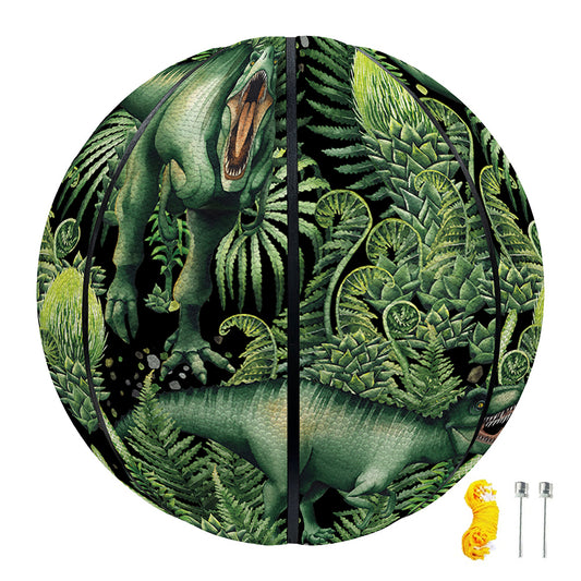 T-Rex Dinosaur And Jurassic Plants Print Basketball