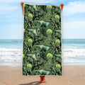 T-Rex Dinosaur And Jurassic Plants Print Beach Towel