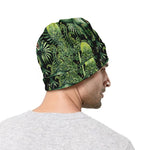 T-Rex Dinosaur And Jurassic Plants Print Beanie