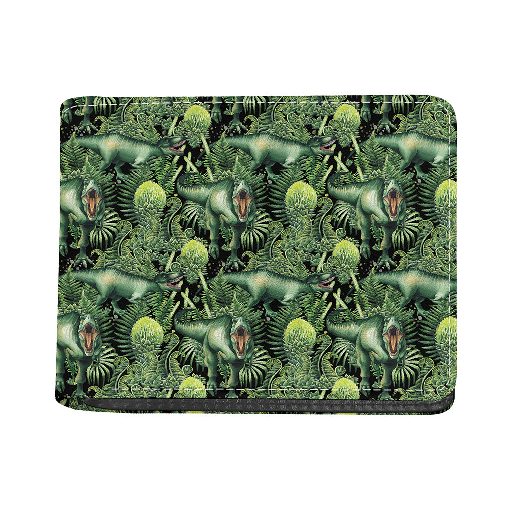 T-Rex Dinosaur And Jurassic Plants Print Bifold Wallet
