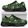 T-Rex Dinosaur And Jurassic Plants Print Black Chunky Shoes