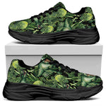 T-Rex Dinosaur And Jurassic Plants Print Black Chunky Shoes