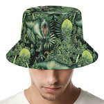 T-Rex Dinosaur And Jurassic Plants Print Bucket Hat
