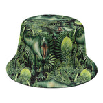 T-Rex Dinosaur And Jurassic Plants Print Bucket Hat