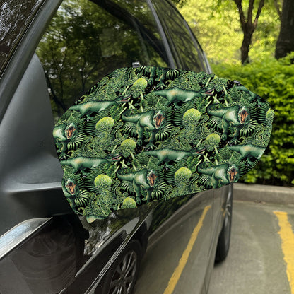 T-Rex Dinosaur And Jurassic Plants Print Car Side Mirror Covers