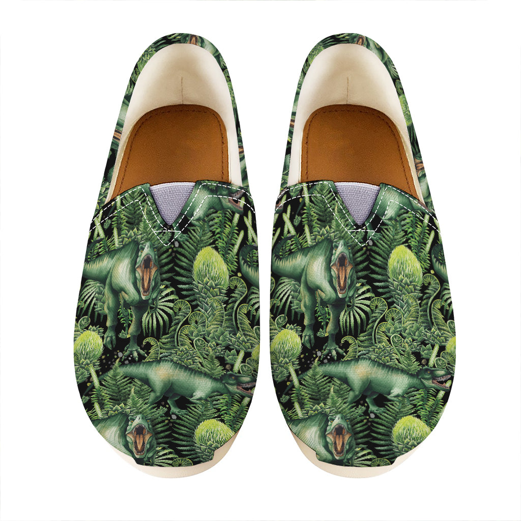 T-Rex Dinosaur And Jurassic Plants Print Casual Shoes