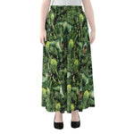 T-Rex Dinosaur And Jurassic Plants Print Chiffon Maxi Skirt