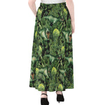 T-Rex Dinosaur And Jurassic Plants Print Chiffon Maxi Skirt