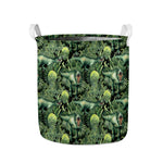T-Rex Dinosaur And Jurassic Plants Print Collapsible Laundry Basket