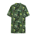 T-Rex Dinosaur And Jurassic Plants Print Cotton Hawaiian Shirt