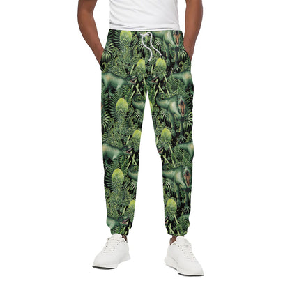 T-Rex Dinosaur And Jurassic Plants Print Cotton Pants