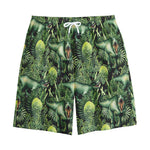 T-Rex Dinosaur And Jurassic Plants Print Cotton Shorts