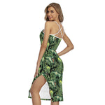 T-Rex Dinosaur And Jurassic Plants Print Cross Back Cami Dress
