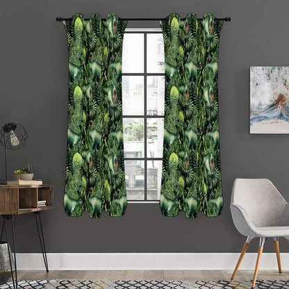 T-Rex Dinosaur And Jurassic Plants Print Curtain