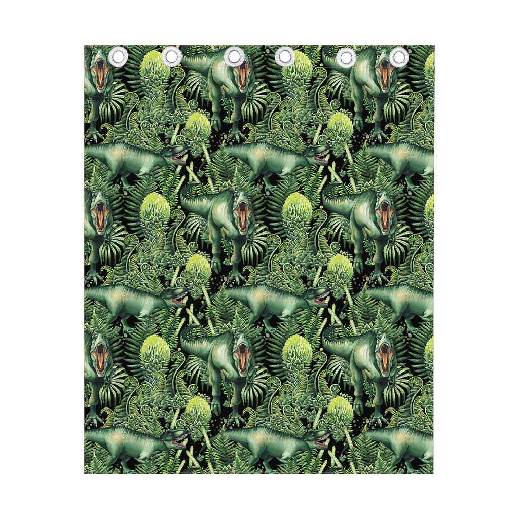 T-Rex Dinosaur And Jurassic Plants Print Curtain