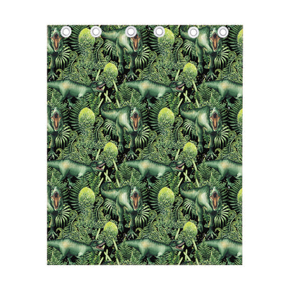 T-Rex Dinosaur And Jurassic Plants Print Curtain