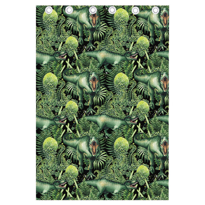 T-Rex Dinosaur And Jurassic Plants Print Curtain