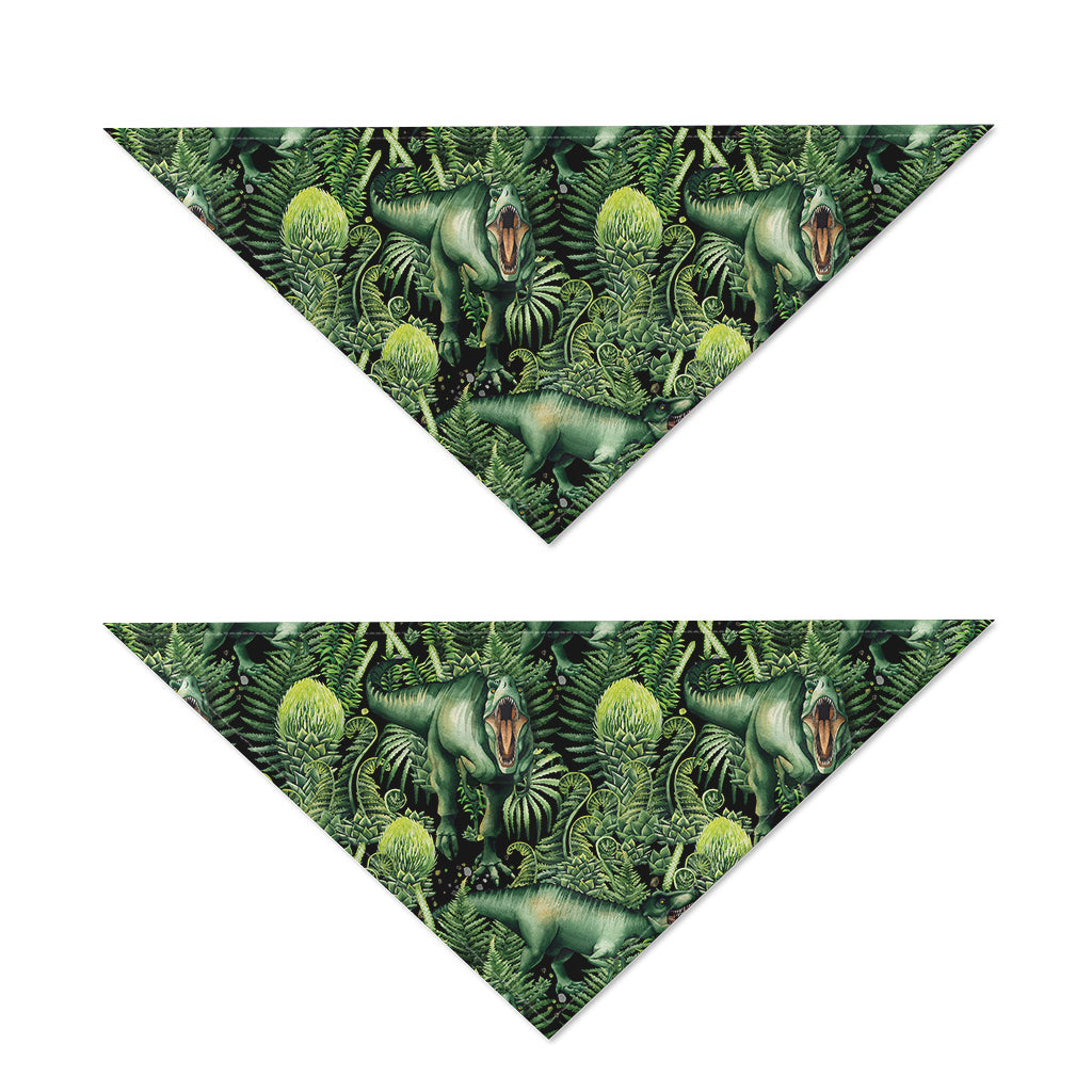 T-Rex Dinosaur And Jurassic Plants Print Dog Bandana