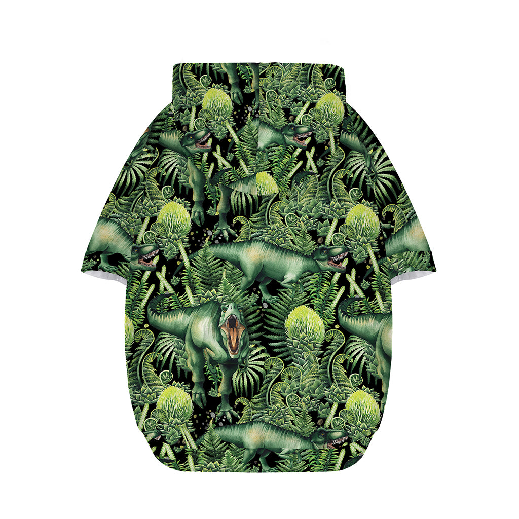 T-Rex Dinosaur And Jurassic Plants Print Dog Zip Up Hoodie