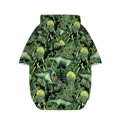 T-Rex Dinosaur And Jurassic Plants Print Dog Zip Up Hoodie