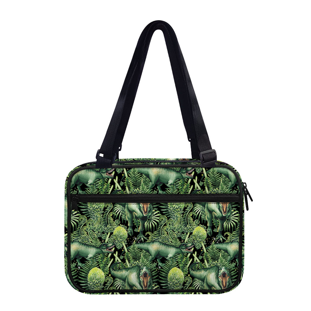 T-Rex Dinosaur And Jurassic Plants Print Double Strap Bible Bag