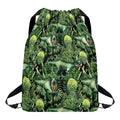 T-Rex Dinosaur And Jurassic Plants Print Drawstring Backpack