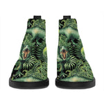 T-Rex Dinosaur And Jurassic Plants Print Flat Ankle Boots