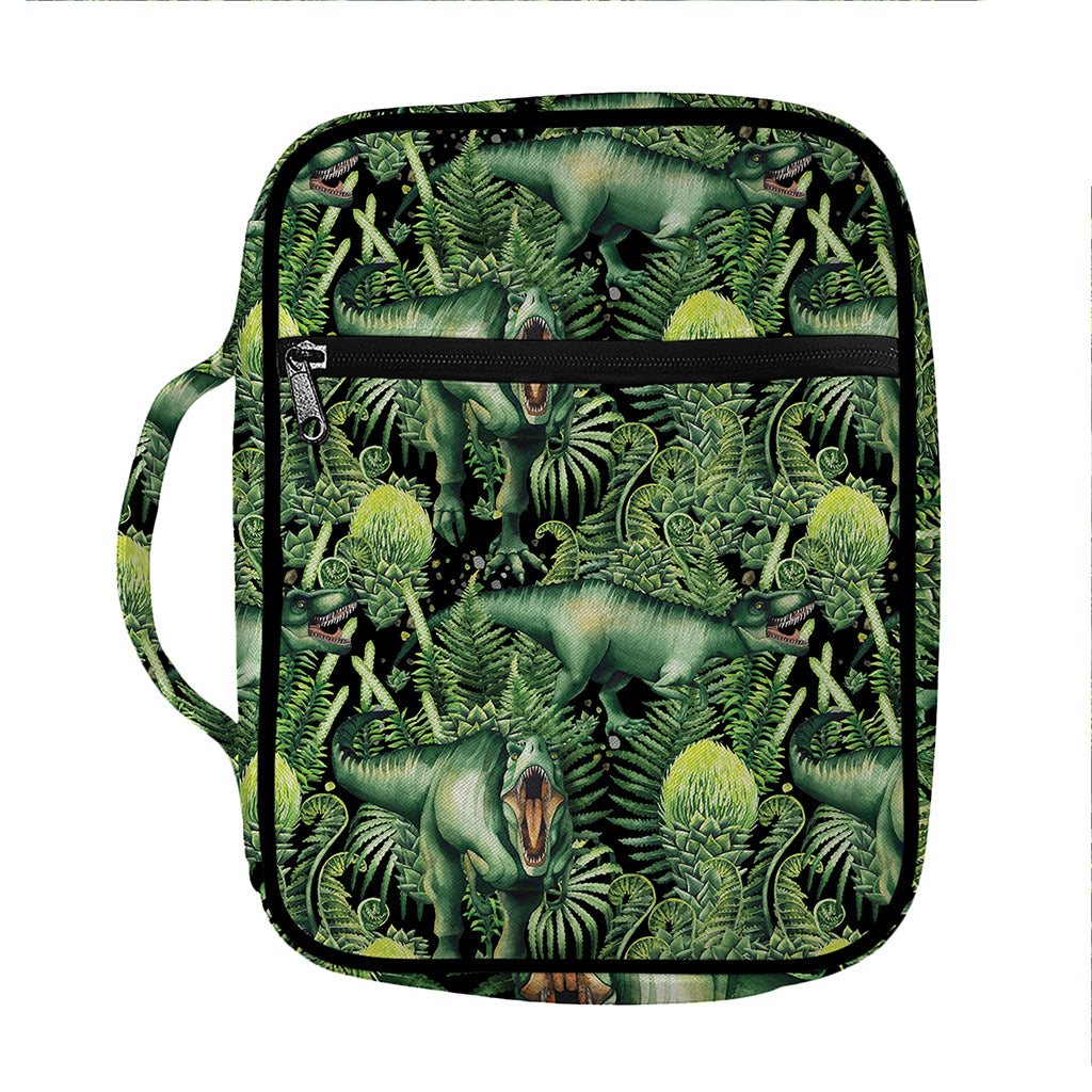 T-Rex Dinosaur And Jurassic Plants Print Front Pocket Bible Bag