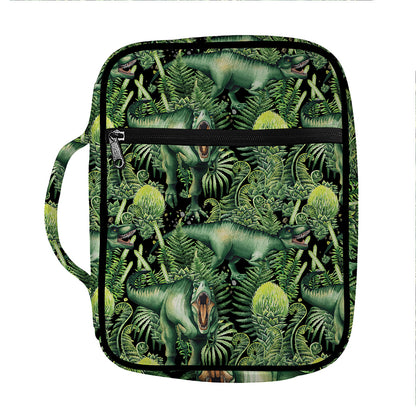 T-Rex Dinosaur And Jurassic Plants Print Front Pocket Bible Bag