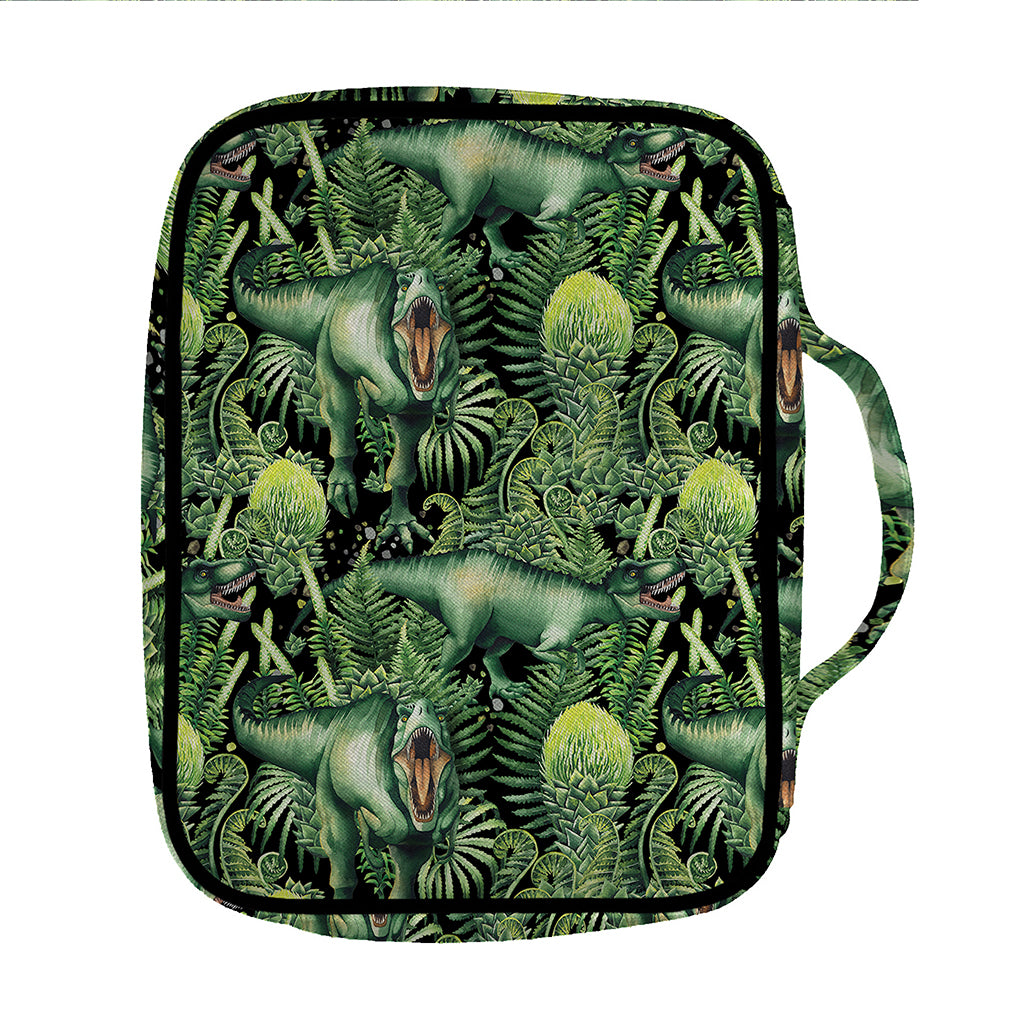 T-Rex Dinosaur And Jurassic Plants Print Front Pocket Bible Bag