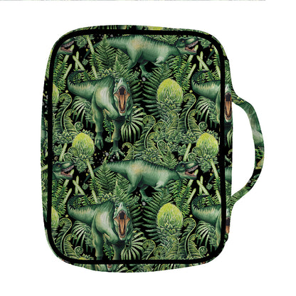 T-Rex Dinosaur And Jurassic Plants Print Front Pocket Bible Bag