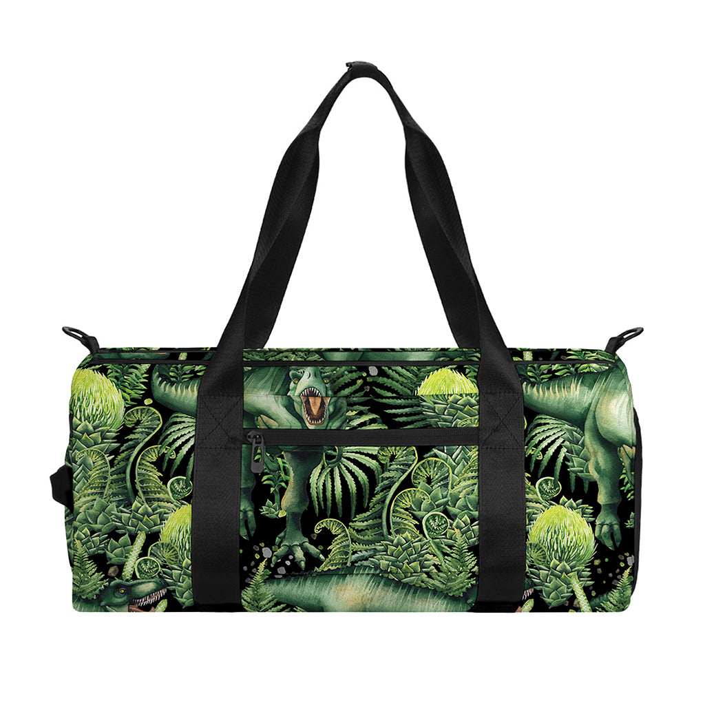 T-Rex Dinosaur And Jurassic Plants Print Gym Bag