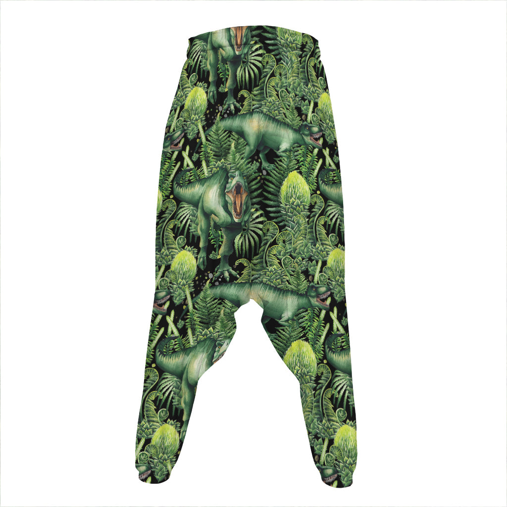 T-Rex Dinosaur And Jurassic Plants Print Hammer Pants