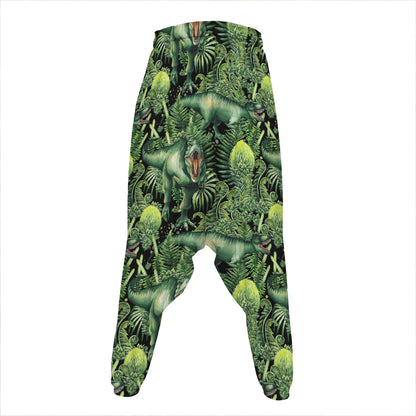 T-Rex Dinosaur And Jurassic Plants Print Hammer Pants