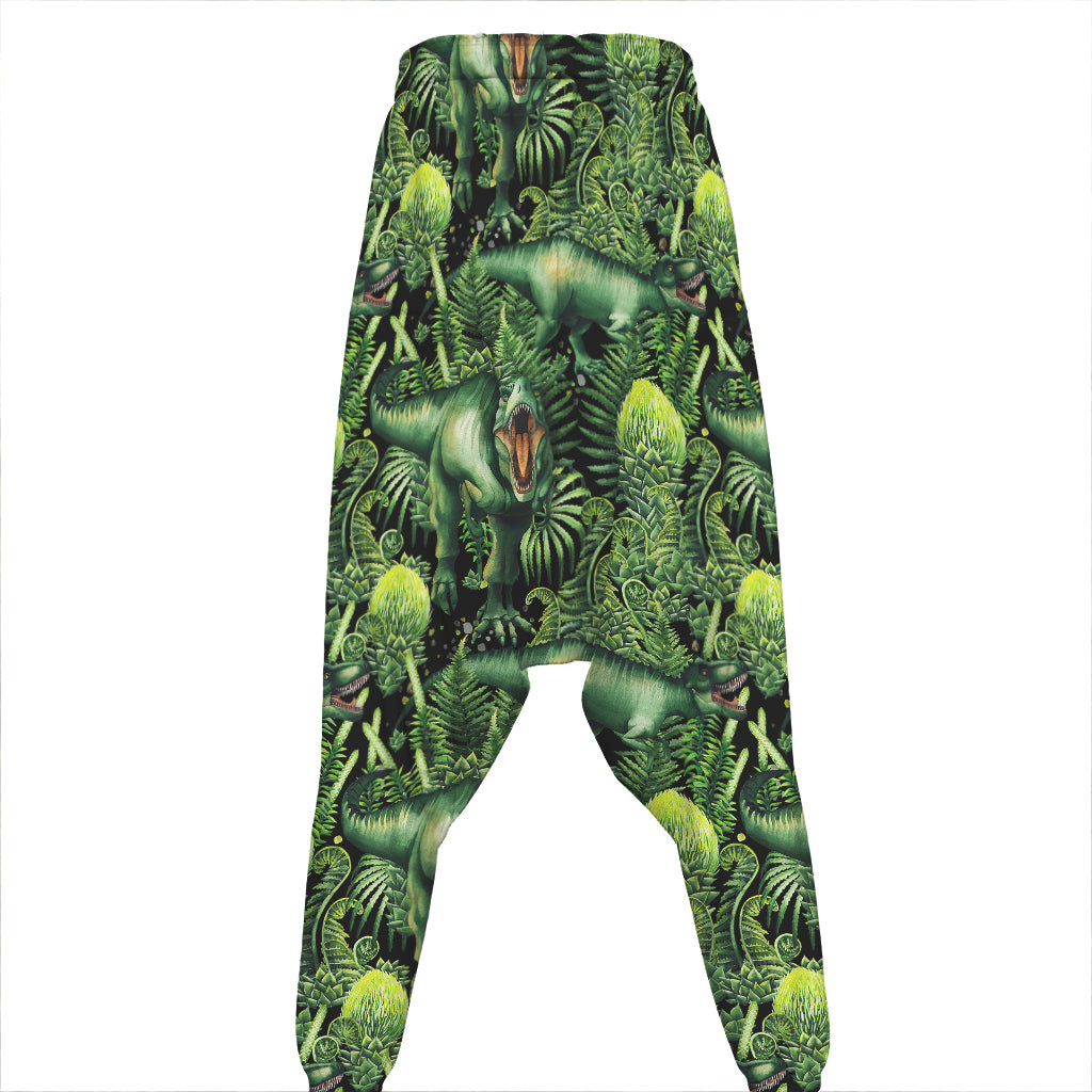 T-Rex Dinosaur And Jurassic Plants Print Hammer Pants