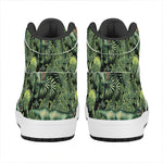 T-Rex Dinosaur And Jurassic Plants Print High Top Leather Sneakers